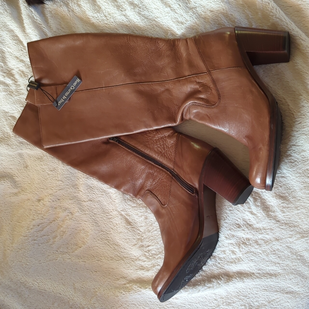 Romeos Vero Couio sz 40 (10) women's handmade leather boots in tan Nwt